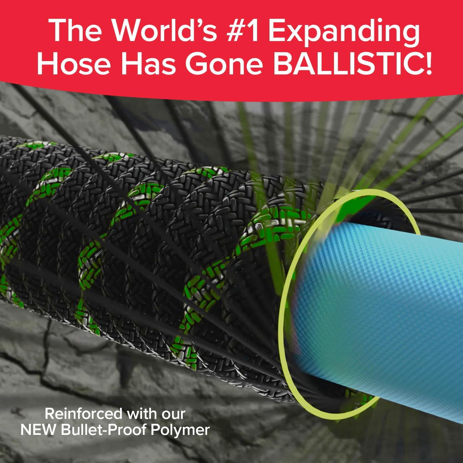 Pocket Hose Ballistic Double Uv Edition 50 Ft Expandable Garden Hose W/Pocket Pivot Swivel Connector, Anti-Burst Sleeve Reinforced W/Bulletproof Fiber, Lightweight, No-Kink, Compact, As Seen On Tv