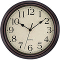 Foxtop Retro Silent Non-Ticking Round Classic Clock Quartz Decorative Battery Operated Wall Clock For Living Room Kitchen Home Office 12 Inch (Bronze)