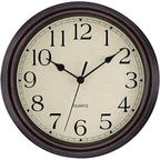 Foxtop Retro Silent Non-Ticking Round Classic Clock Quartz Decorative Battery Operated Wall Clock For Living Room Kitchen Home Office 12 Inch (Bronze)