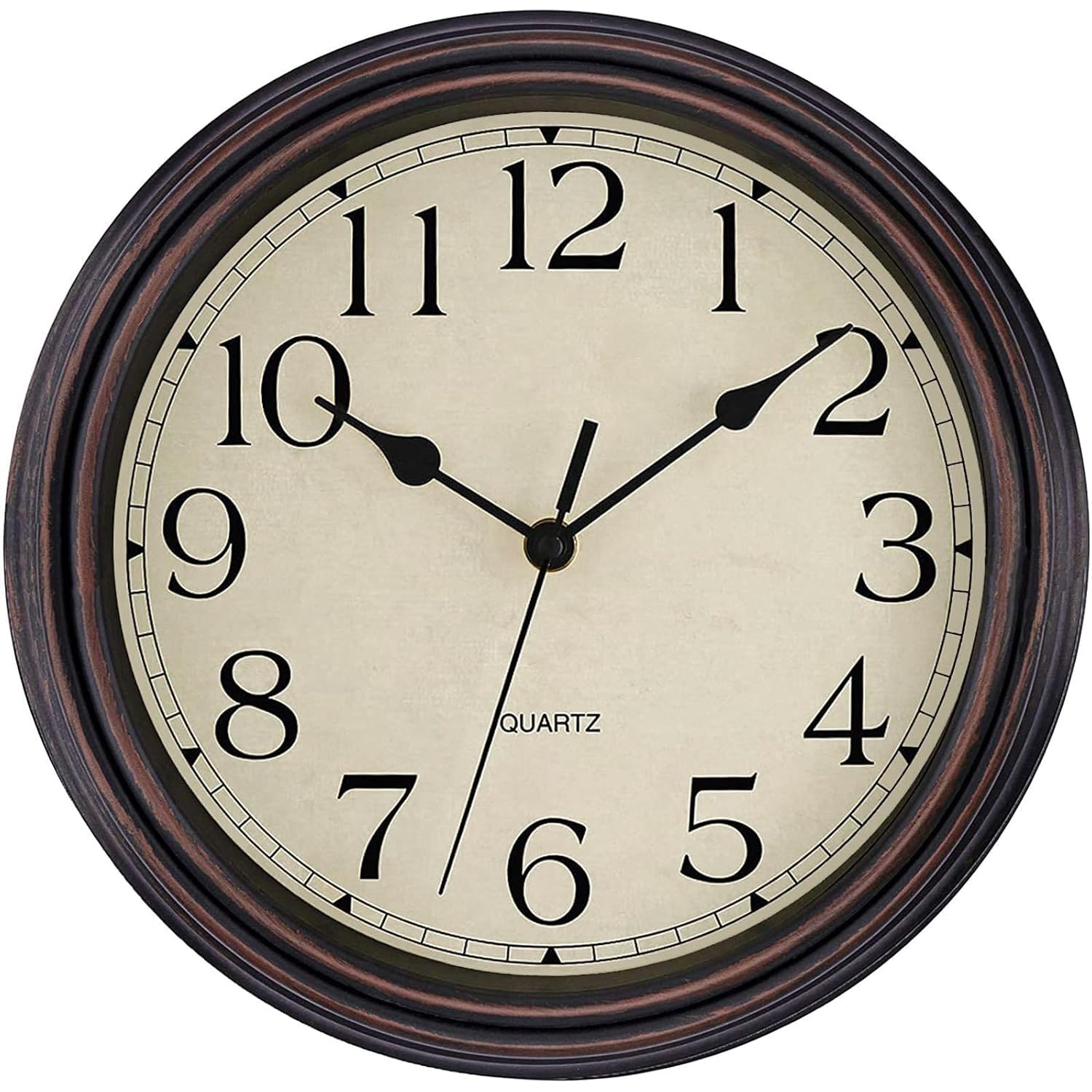 Foxtop Retro Silent Non-Ticking Round Classic Clock Quartz Decorative Battery Operated Wall Clock For Living Room Kitchen Home Office 12 Inch (Bronze)