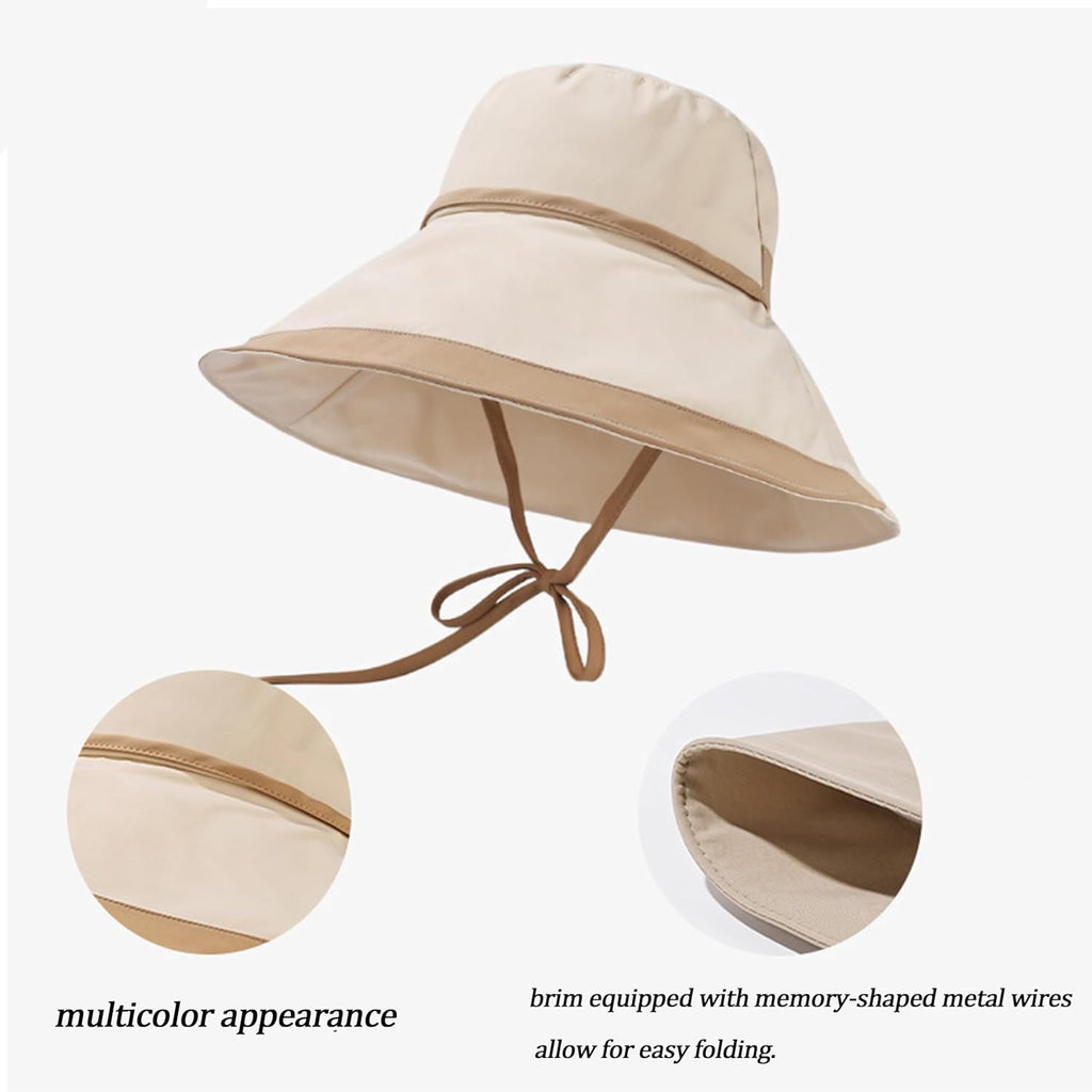 Women's Outdoor UV-Protection-Foldable Sun-Hats Wide-Brim Beach Fishing Hat