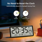 Easyera 15'' Large Digital Atomic Wall Clocks Battery Operated, Auto Dst