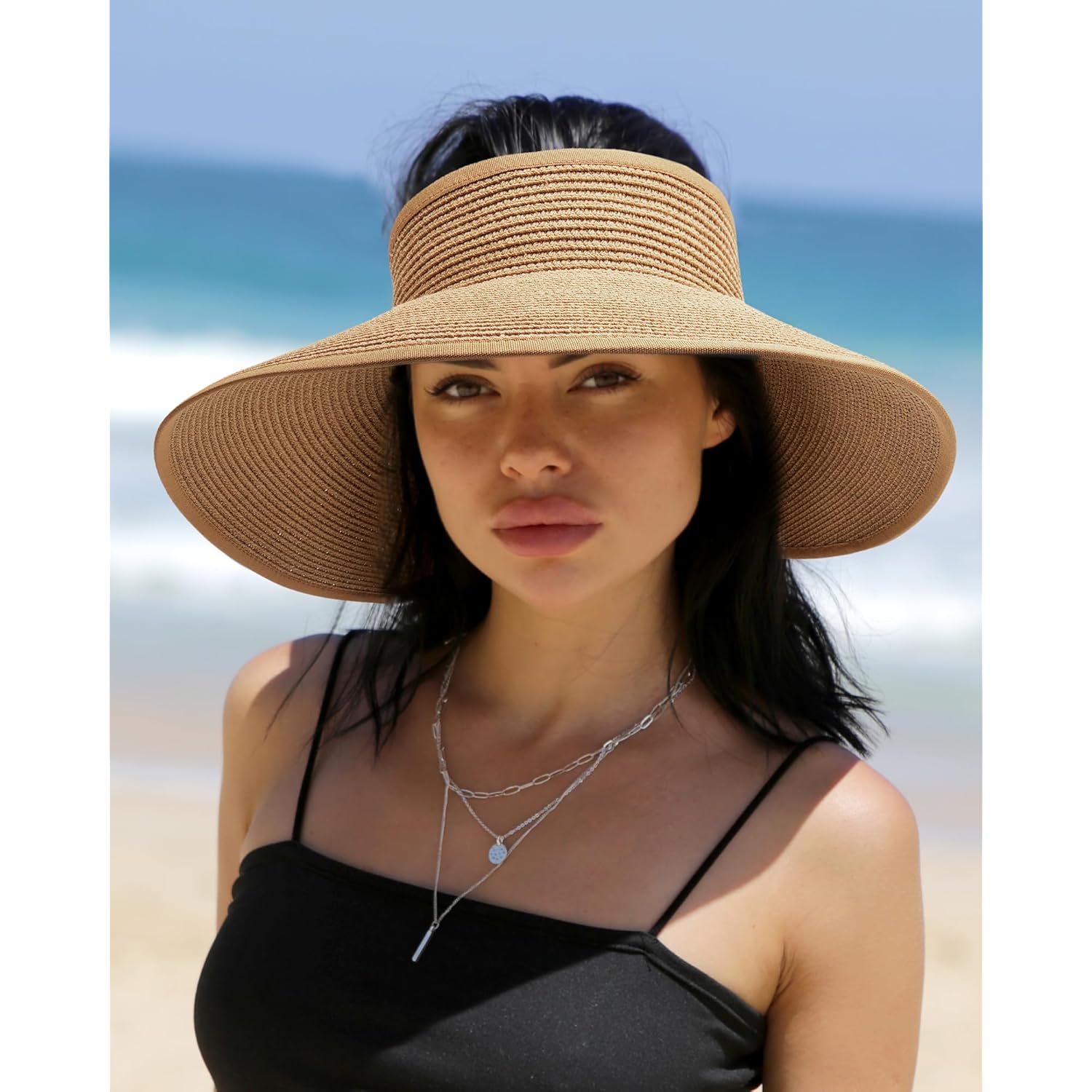 FURTALK Sun Visor Hats for Women Beach Hat Ponytail Summer UPF 80+ Beach Vacation Essentials Packable Wide Brim