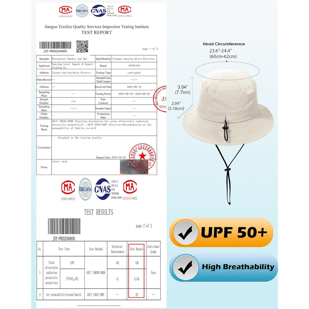 Water-Resistant Bucket Hat for Women Men Rain Hat UPF 50+ Boonie Sun Hat Foldable Summer Floppy Fishing Safari Hats