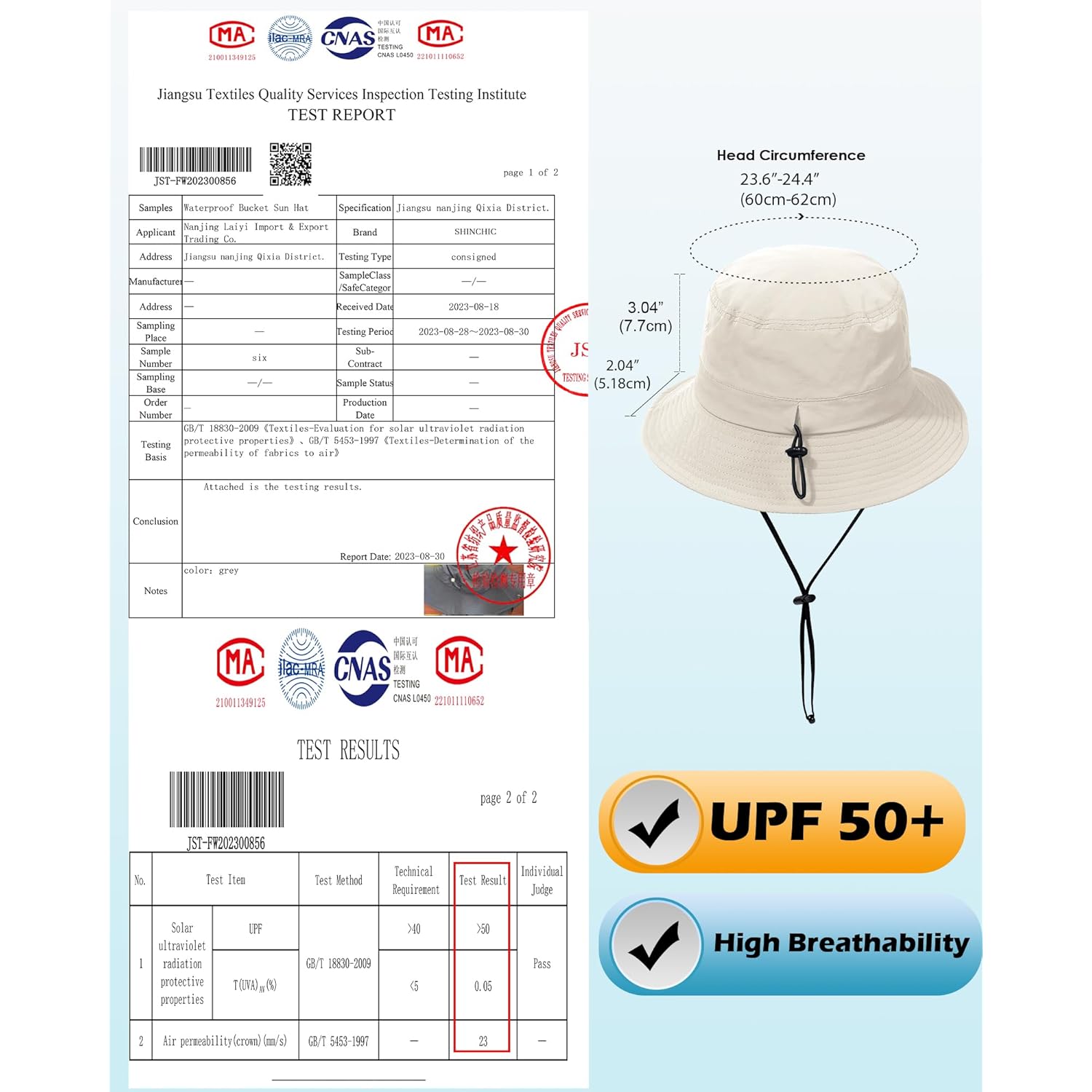 Water-Resistant Bucket Hat for Women Men Rain Hat UPF 50+ Boonie Sun Hat Foldable Summer Floppy Fishing Safari Hats