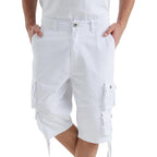 Ygreyg Mens Cargo Shorts Long Capri Below The Knee Shorts 3/4 Relaxed Fit Long Shorts With Pockets