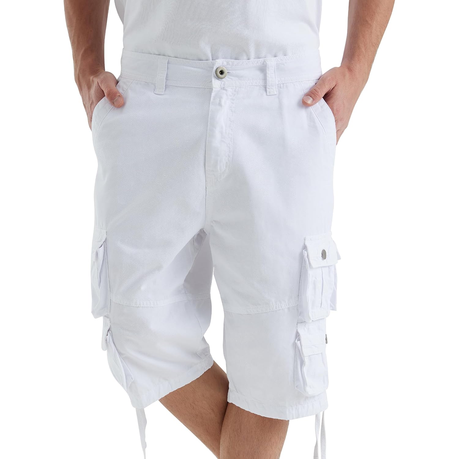 Ygreyg Mens Cargo Shorts Long Capri Below The Knee Shorts 3/4 Relaxed Fit Long Shorts With Pockets