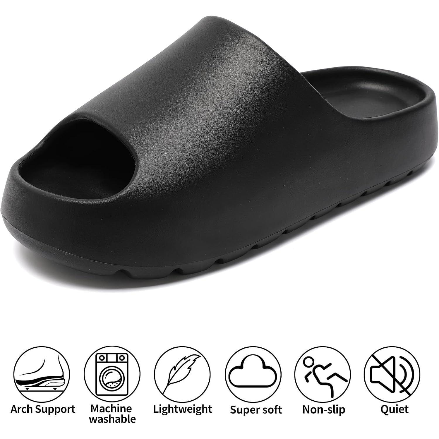 Jaeynow Cloud Slides For Women,Unisex Eva Soft Recovery Slides,Thick Sole Open Toe Mens Pillow Slides Shower Shoes Outdoor&Indoor House Slippers