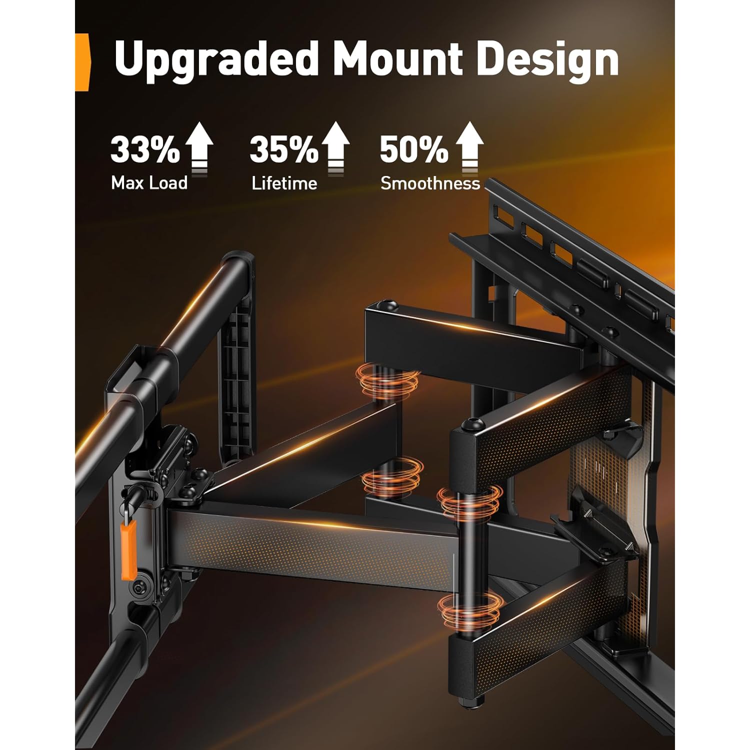 Perlegear UL-Listed Full Motion TV Wall Mount for 42–97 Inch Flat Curved TVs up to 132 lbs, 12″/16″ Wood Studs, TV Mount Bracket with Tool-Free Tilt, Swivel, Extension, Max VESA 600 x 400mm, PGLF15