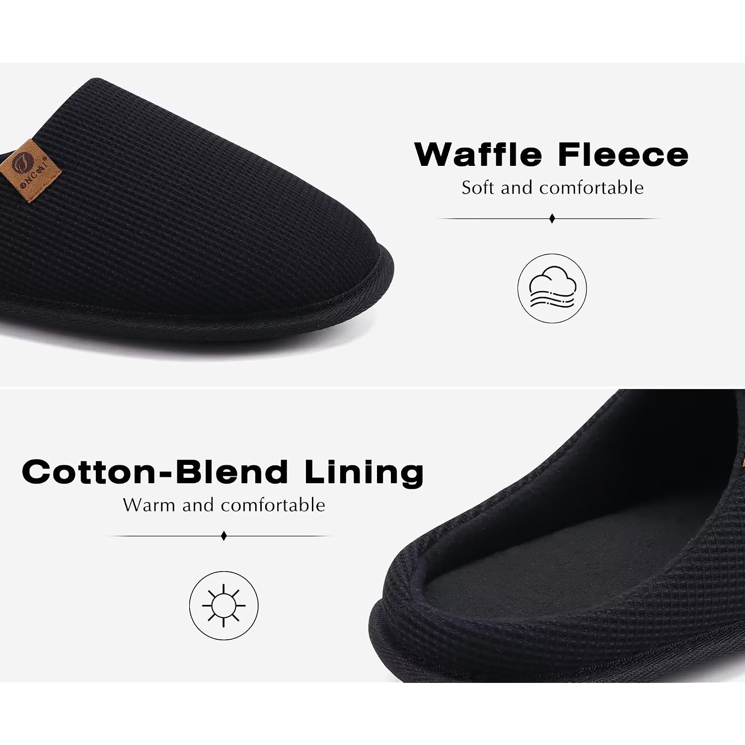 Oncai Men'S House Slippers, Cushion Memory Foam Shake Fleece And Man House Shoes With Faux Fur Lining And Indoor Outdoor Rubber Soles Us Size 7-15