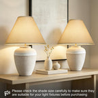 Empire Lamp Shades Set Of 2, 6"Top X 16"Bottom X 10.8"High, Champagne Beige | Large Lampshades For Table Lamps Floor Lamps, Spider, E26 Base Harp Holders Included, Natural Linen Replacement,Easy Assembly