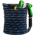 Junredy Garden Hose 50 Ft, Non-Expandable Heavy-Duty Flexible & Lightweight Water Hose With 10-Function Nozzle, No-Kink, Leak-Proof Super Fabric, Solid Fittings For Lawn, Car, Outdoor (Black Blue)