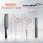 Jason Hair Cutting Scissors Set - 10-Piece Hair Thinning Texturizing Shears Straight For Men, Women & Home Salon Rosegold 6.0"