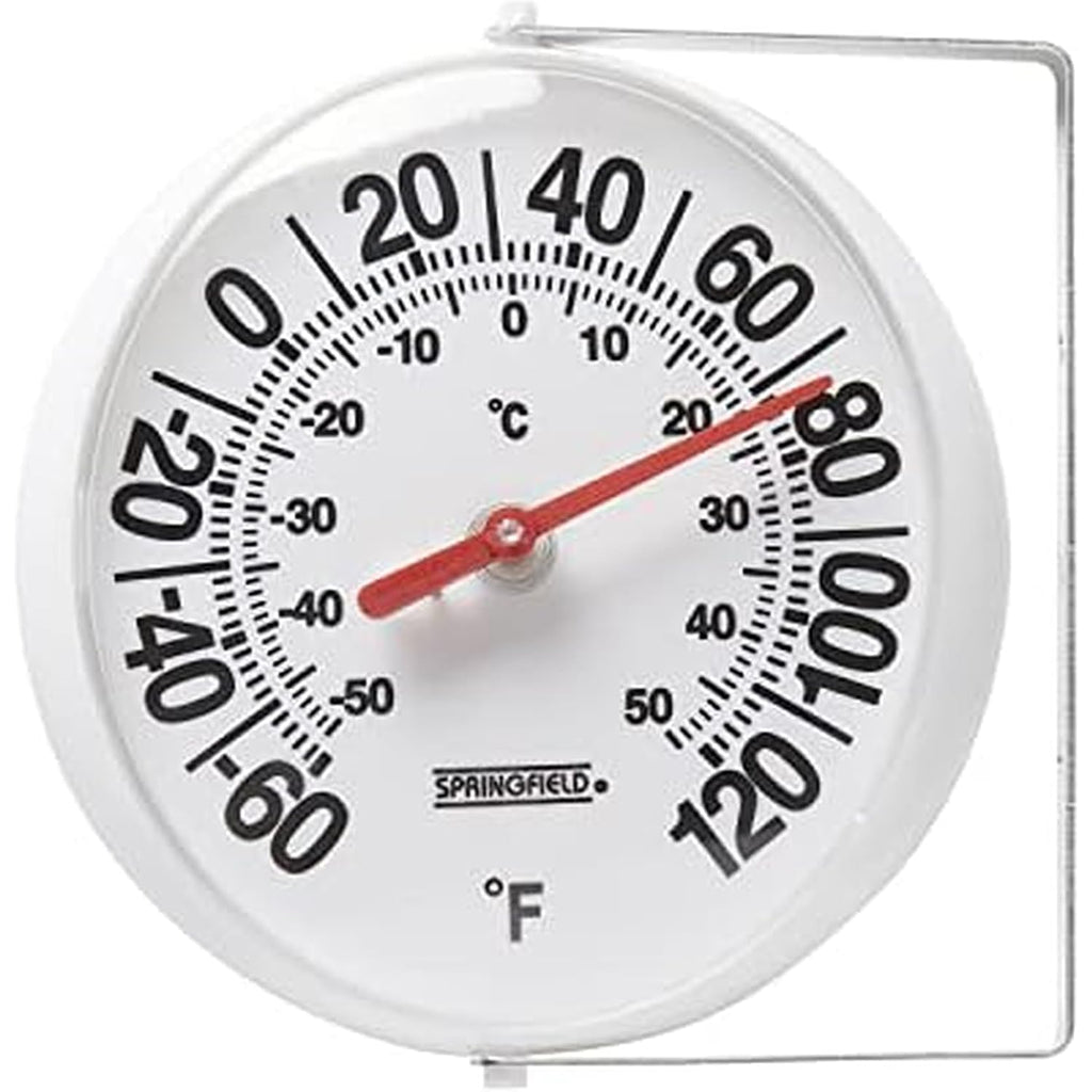 Springfield Big And Bold Thermometer With Mounting Bracket, Indoor Outdoor Thermometer, Easy To Read Numbers For Patio, Pool, And Indoor Areas, 5.25-Inch, White