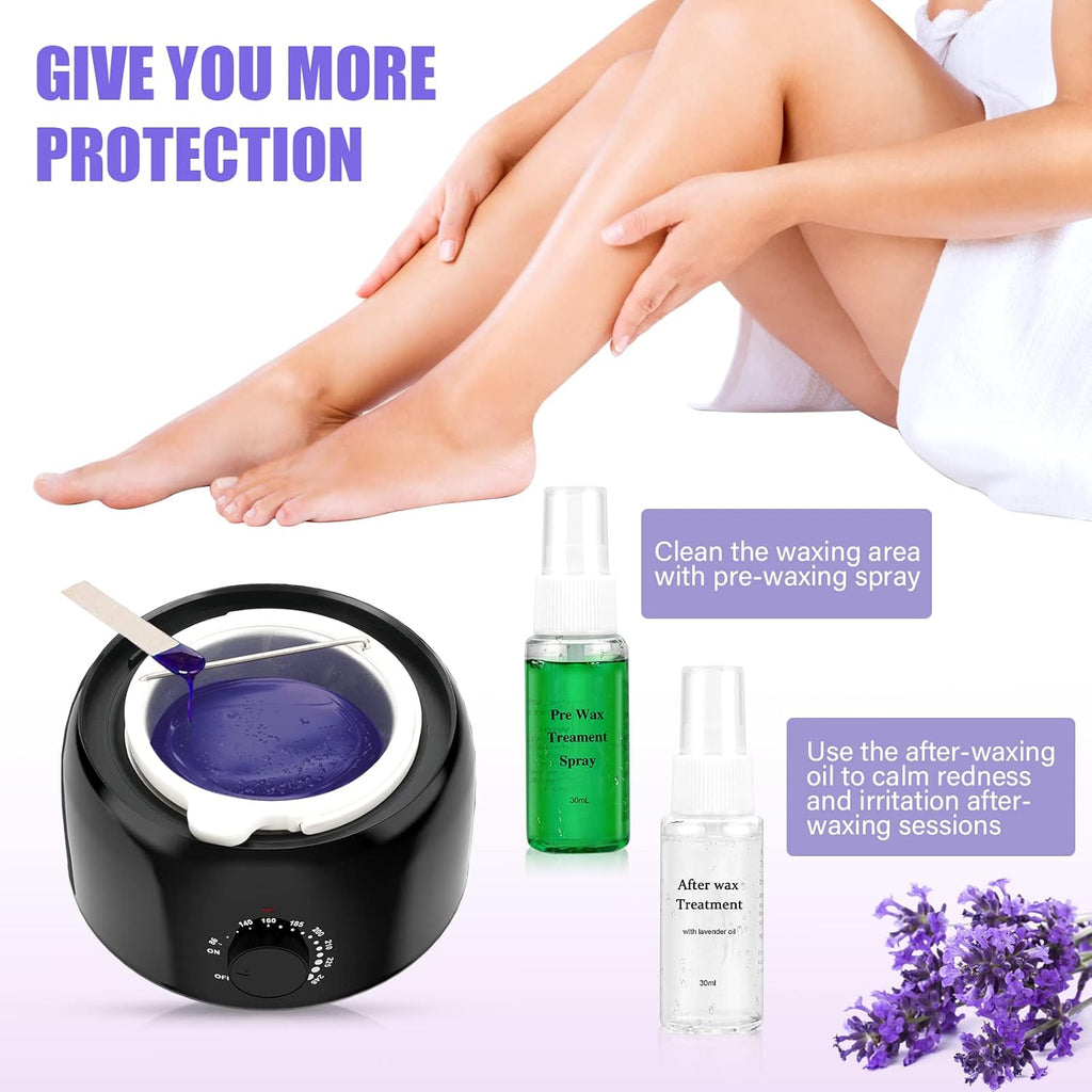 TIKESI Waxing Kit - Wax Warmer for Hair Removal, Hard Wax Kit with 14oz 5 Bags Hard Wax Beans for Full Body, Legs, Face, Eyebrows, Bikini, Brazilian Waxing Kit for Women Men