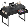 Dlisiting Small Desk With Fabric Drawers For Bedroom, 32 Inch Gaming Desk With 2 Drawers For Small Space, Study Writing Table Pc Desks, Black