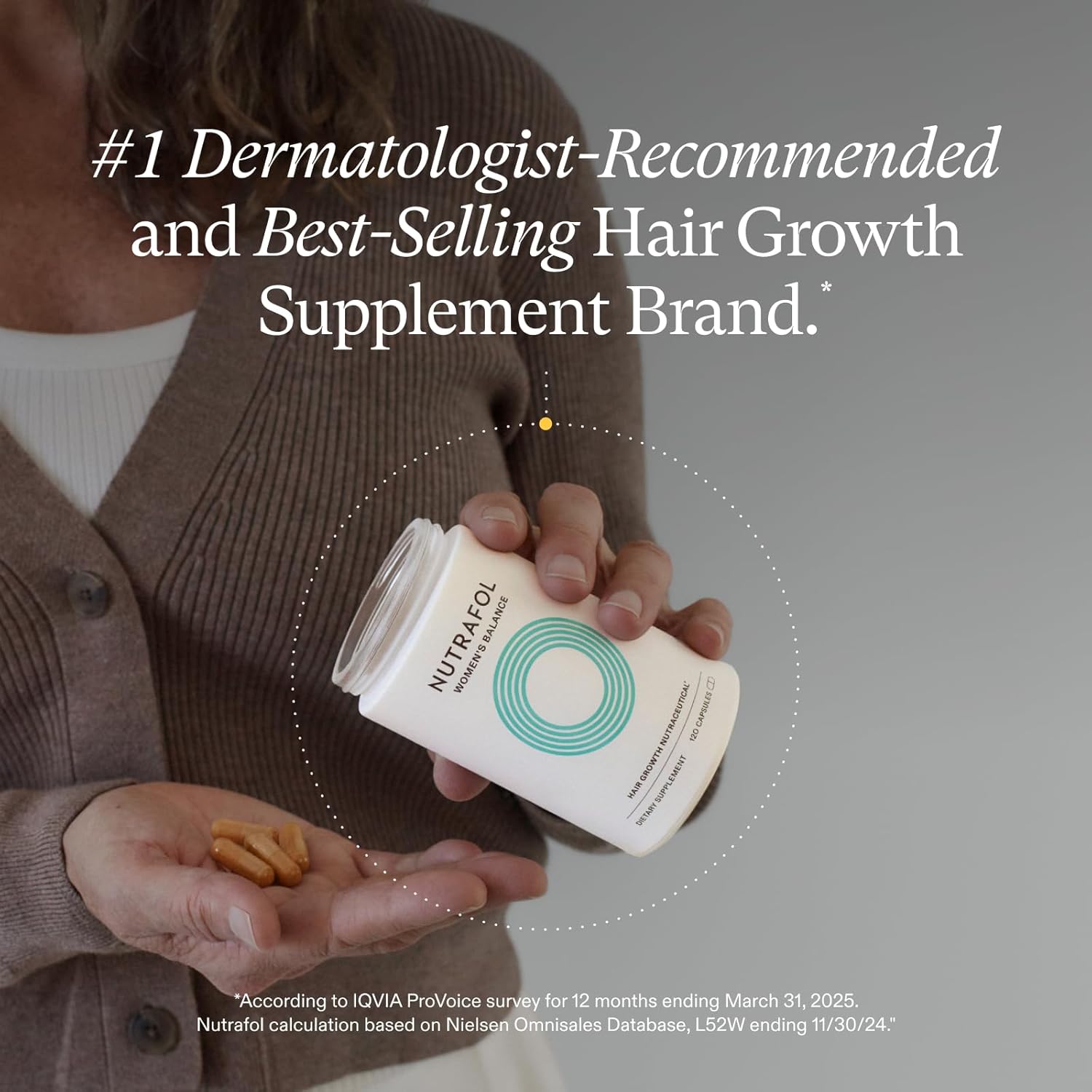 Nutrafol Women's Balance Hair Growth Supplements, Ages 45 and Up, Clinically Tested for Visibly Thicker Hair and Scalp Coverage, Dermatologist Recommended - 1 Month Supply
