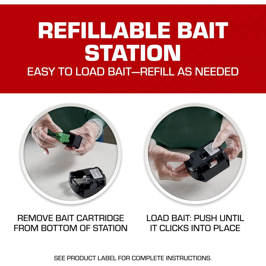 Tomcat Mouse Killer, Child & Dog Resistant, Refillable Station And 16 Baits | Weather-Resistant Indoor/Outdoor Bait Station With Clear Monitoring Lid, 1 Station And 16 Bait Blocks