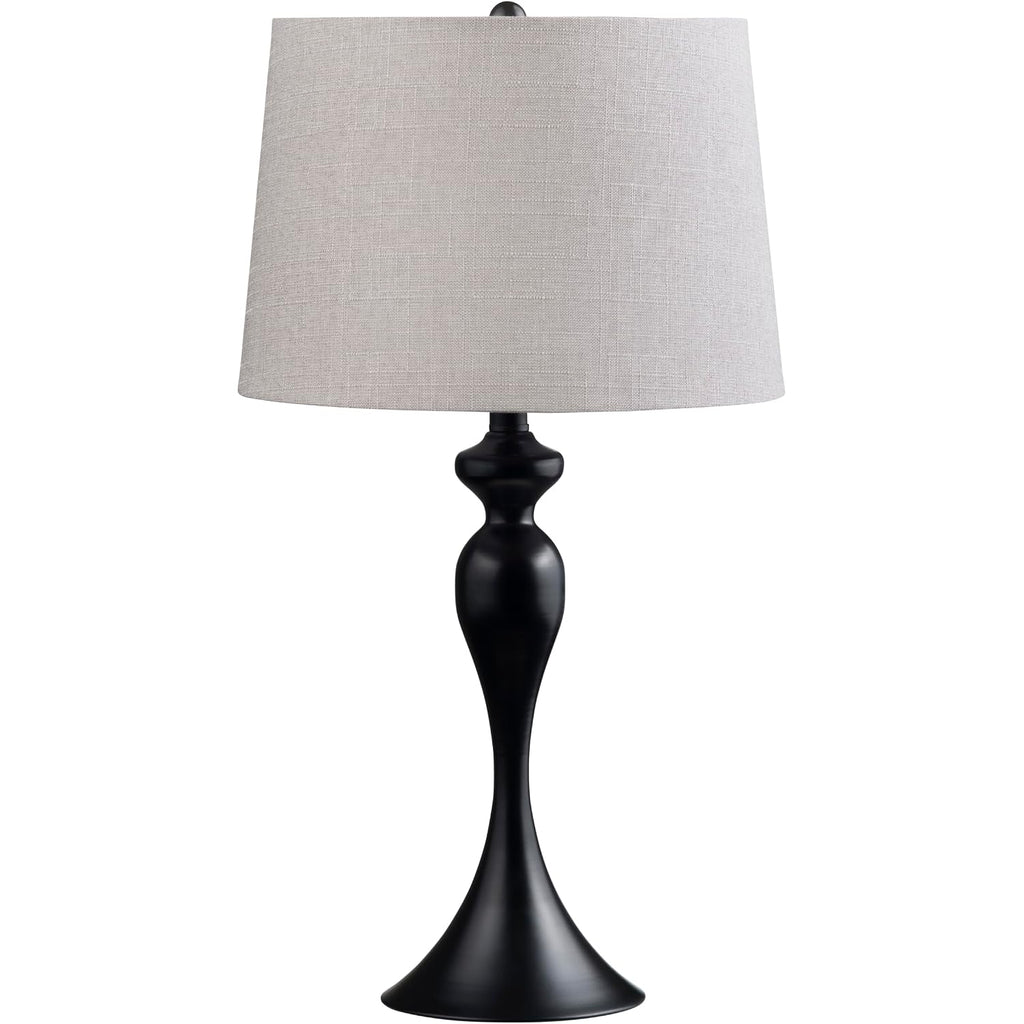 Crestview Collection 25.5" Set Of 2 25.5" Black Steel Table Lamp W/Grey Linen Shade