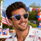 SVKN 4th of July Sunglasses, Patriotic Red White Blue Beads Glasses for Independence Day Decorations & Accessories Flag