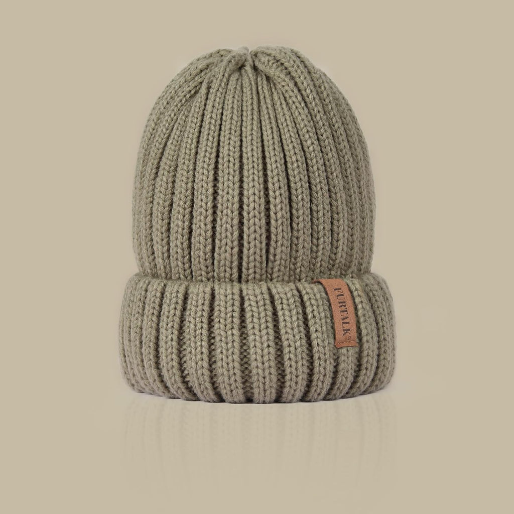 FURTALK Winter Hats for Women Fleece Lined Beanie Knit Chunky Womens Snow Cap Tree Green