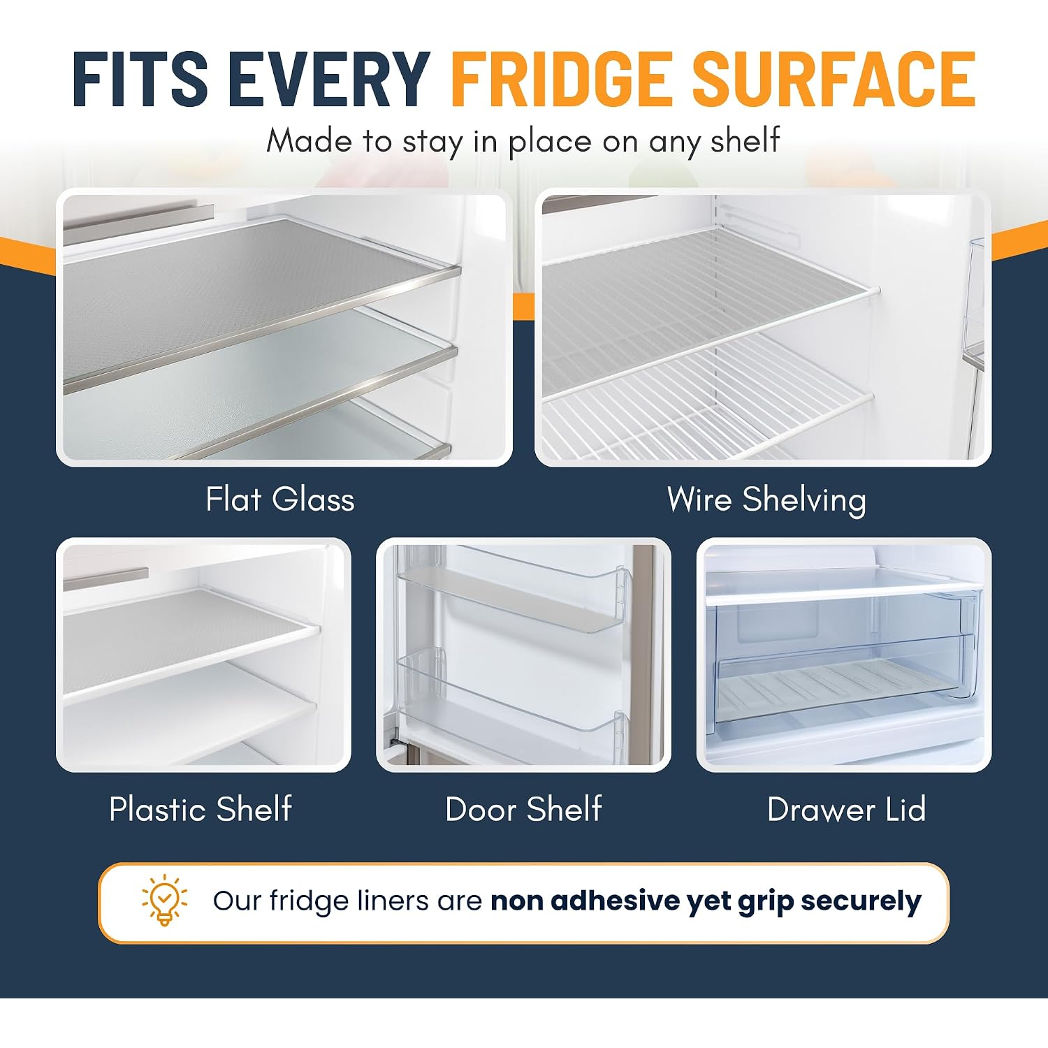 Refrigerator Liners For Shelves (8 Pack) By Linda’S Essentials - Non-Adhesive Drawer And Shelf Liner, Bpa-Free Fridge Mats For Kitchen & Cabinets, Easy To Clean, Ideal Household Essentials (Clear)