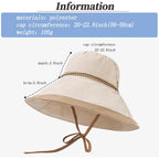 Women's Outdoor UV-Protection-Foldable Sun-Hats Wide-Brim Beach Fishing Hat