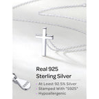 ChicSilver Personalized 925 Sterling Silver Dainty Small Cross/Heart/Butterfly/Star/Moon/Dot/Triangle Pendant Necklace for Women, Silver/Gold/Rose Gold/Black (with Gift Box)