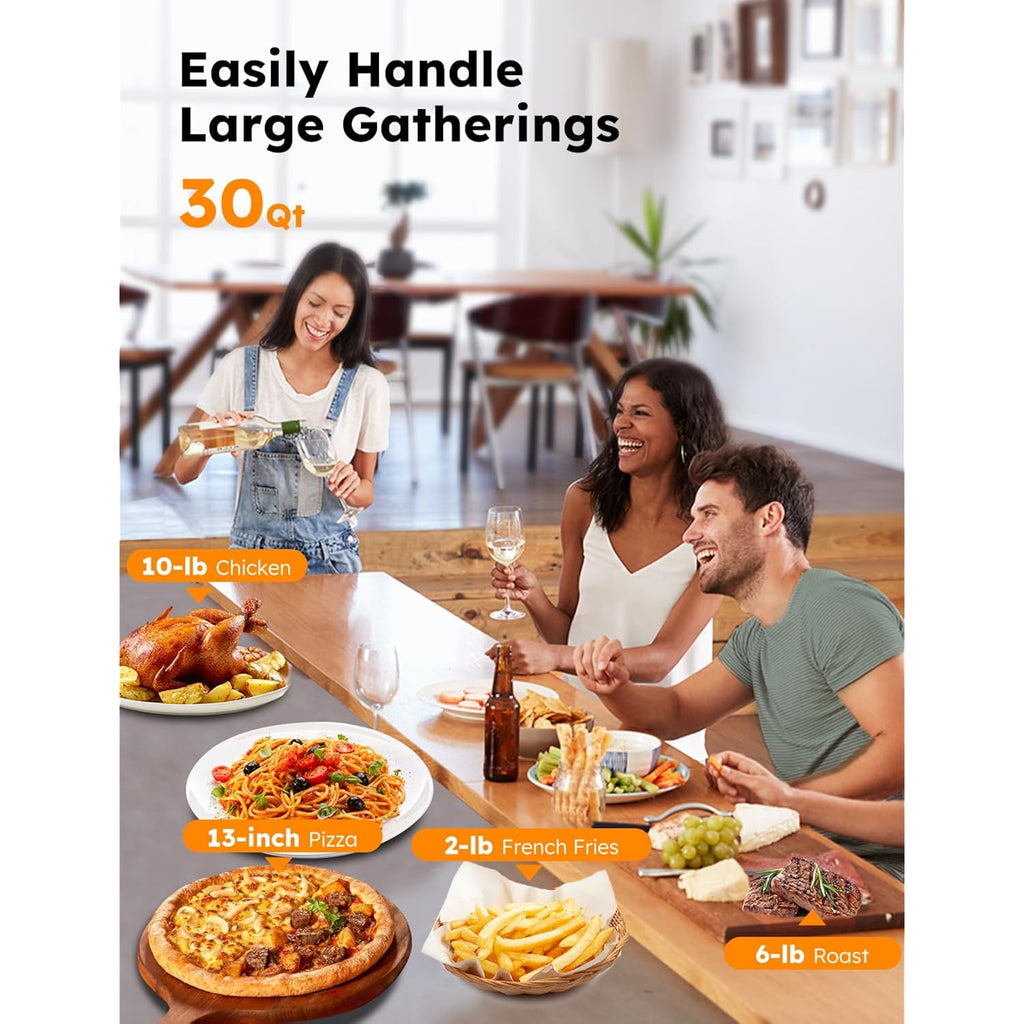 Nuwave Bravo Xl Pro Air Fryer Toaster Oven, Improved 100% Super Convection, Quicker & Crispier Results, 100 Presets, Multi-Layer Even Cooking, 50-500F, Smart Probe, Pfas Free, 30Qt, Stainless Steel
