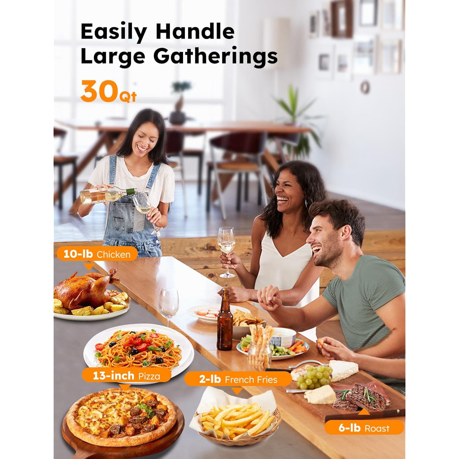 Nuwave Bravo Xl Pro Air Fryer Toaster Oven, Improved 100% Super Convection, Quicker & Crispier Results, 100 Presets, Multi-Layer Even Cooking, 50-500F, Smart Probe, Pfas Free, 30Qt, Stainless Steel