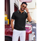 Coofandy Mens Polo Shirts Short Sleeve Casual Knit Polo Shirt Vintage Golf T Shirts Old Money Tops