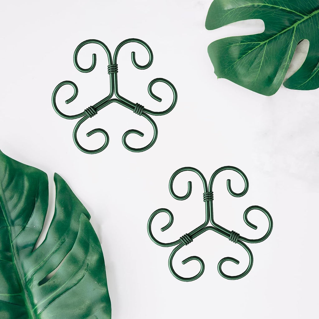 4Pcs Green Iron Monstera Support, Uniquely Designed Plant Support Stakes For Indoor Plants, Stable Plant Stakes And Supports, Turtle Shell Bamboo Clamp Set For Thriving Growth