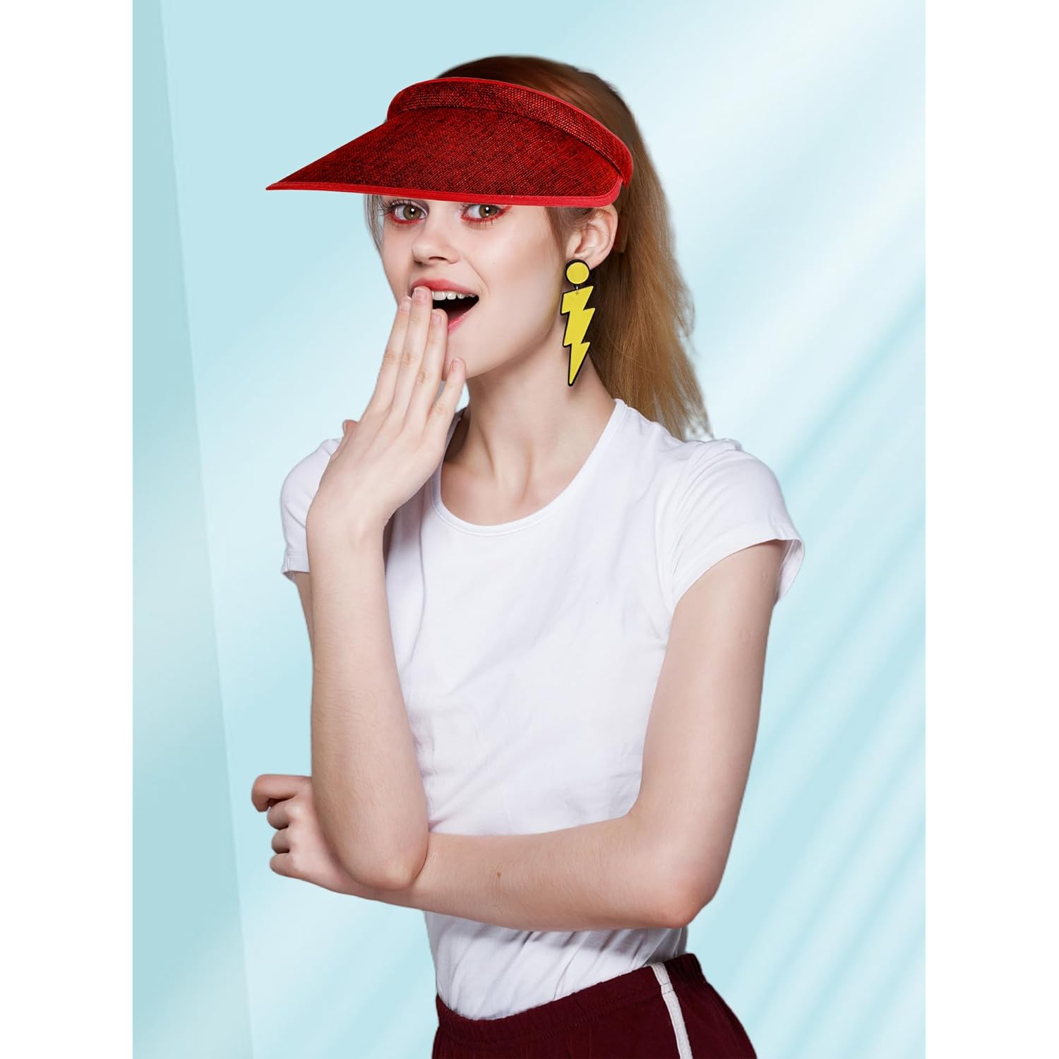 6 Pack Adult Sun Visor Hats Wide Brim Sun Visors UV Protection Summer Beach Visor for Women Girls Outdoor Running