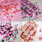 2 Box Pink Nail Art Glitter Valentine's Day Nail Sequins Flakes with Heart Star Design Manicure Fine Glitter Flower Nail Stickers Decals Supplies Nail Charms for Women DIY Nail Art Decorations