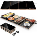 FEPPO Electric Warming Tray, 4-in-1 Food Warmers for Parties Buffet with 10 Temp Settings and Timer, 33"x15" Glass Surface Warming Mat for Food, Modular Buffet Hot Plates for Catering and Gatherings