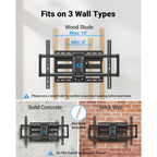 Pipishell Full Motion Tv Wall Mount For 42-85 Inch Led Tvs Up To 132Lbs, Fits 65 75 Inch Swivel Tv Mount Bracket With Articulating Arms, Max Vesa 600X400Mm, Fits 12” 16" Wood Studs