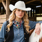 Dreshow Glitter Cowboy Hat Classic Western Rhinestone Cowgirl Hat Outdoor Wide Brim Retro Felt Fedora Hats Rolled Up Caps
