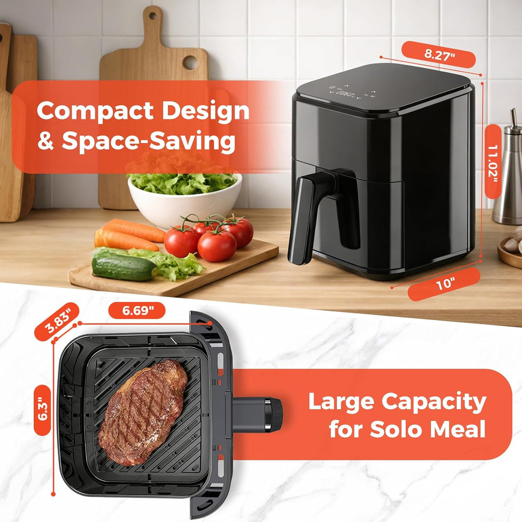 Newbulig Air Fryer, Compact Digital 3 Qt Airfryer With Nonstick Plate & Dishwasher Safe Basket, Quick Easy Meals, Features Auto Shutoff And Simple Touchscreen, Ideal For Small Spaces
