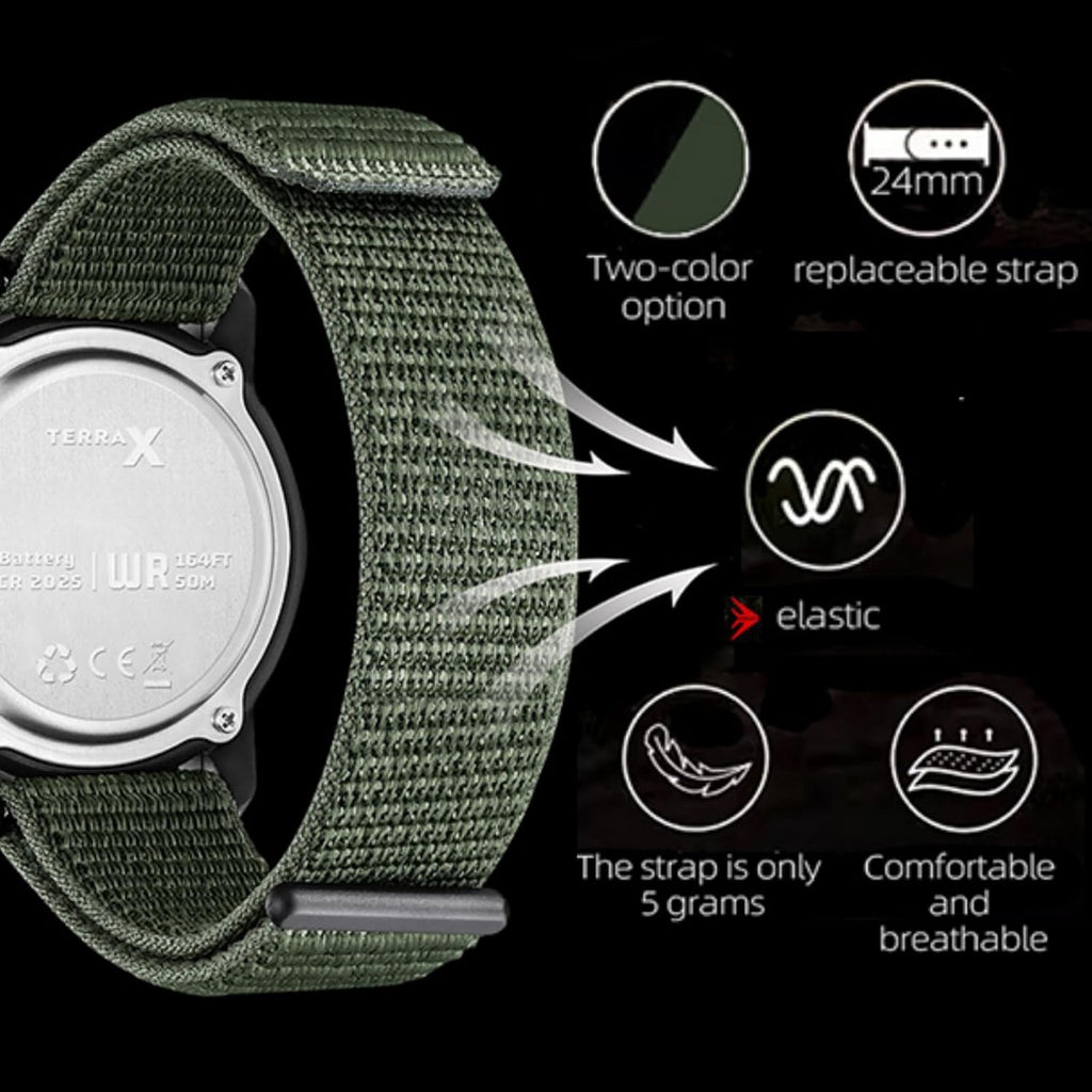 Cakcity Digital Watch Military Watches For Men Black Tactical Sports Waterproof Men'S Women'S Wrist Watch With Led Backlight Nylon Band Stopwatch,Green