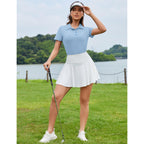 Womens Short Sleeve Polo Shirts Business Casual Collared V Neck Tops Summer Cotton 4 Buttons Polos Tshirts