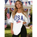 4th of July Outfits for Women USA Patriotic Shirts for Women Short Sleeve Red White and Blue Shirts American Flag Summer Tops