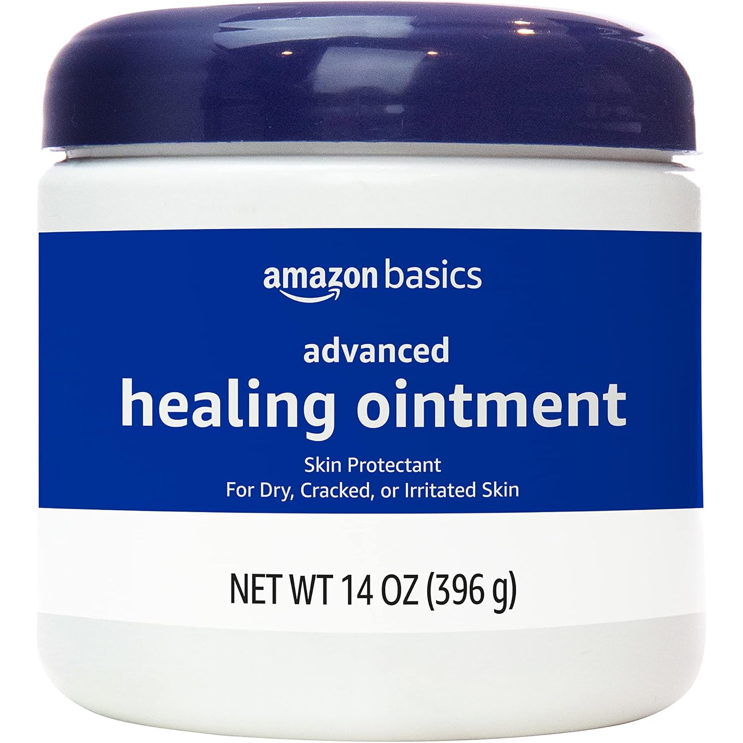 Amazon Basics Healing Ointment & Skin Protectant for Dry & Cracked Skin, Chapped Lips, Minor Cuts and Scrapes, Moisturizing Barrier Cream, Fragrance Free, 14 oz, 1-Pack