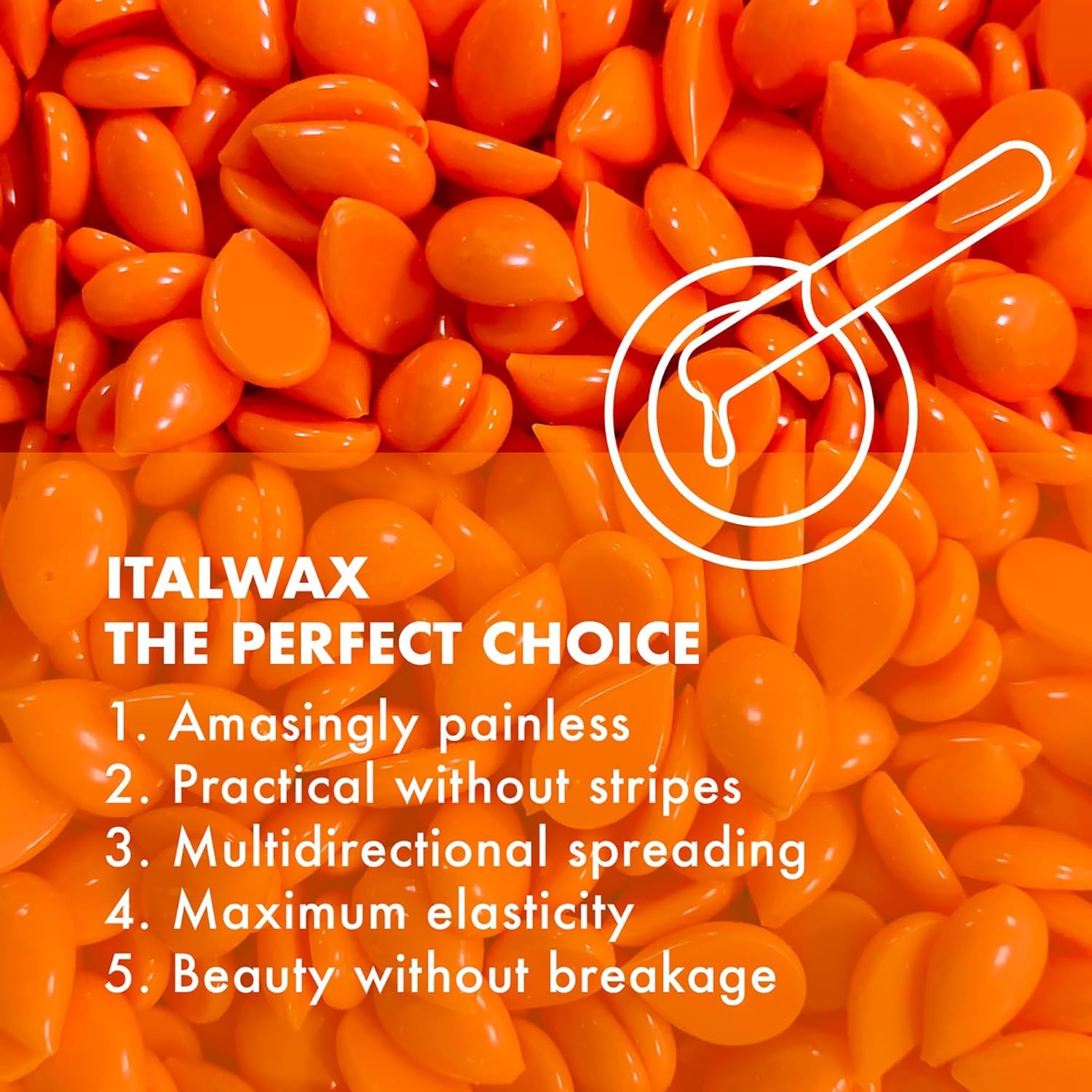 Italwax Top Line Coral Hard Wax Beads 1.65 lb (750 g) – Creamy Strong Grip Wax for Bikini & Coarse Hair, Suitable for Sensitive Skin, Professional Use – Made in Italy