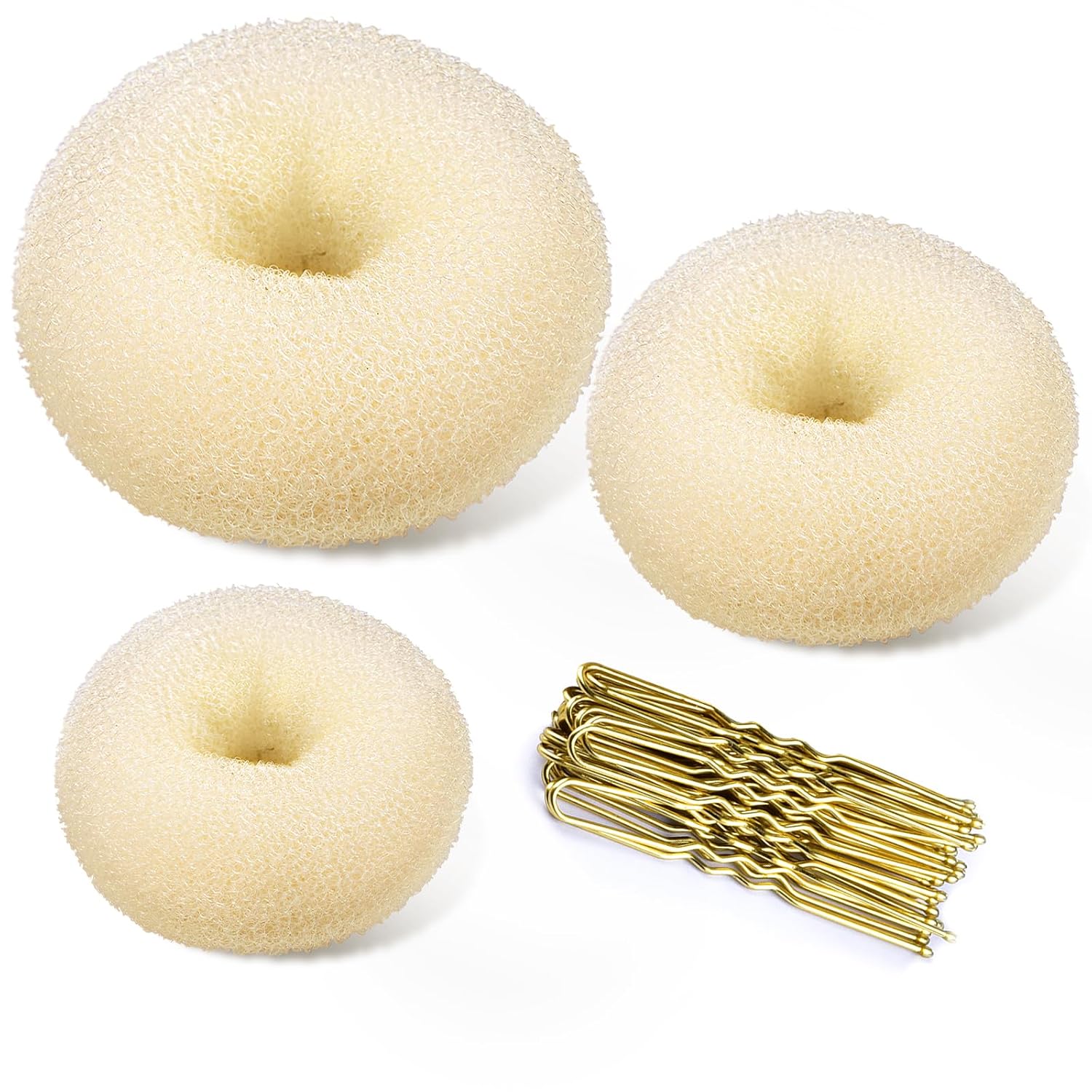 Tsmaddts Donut Bun Maker, Hair Bun Maker Set For Ballet Styling, Washable | Soft Nylon, Hair Donut Shaper, For Daily, Party, Hair Buns For Girl, Women And Dancer, 3 Size Donut Bun With 20Pcs Bobby Pins