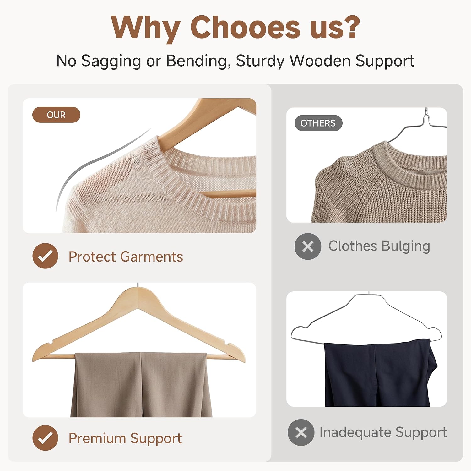 Storageworks Wooden Coat Hangers, 20 Pack Heavy Duty Clothes Hanger, Wood