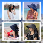 Womens Sun Hat Upf 50+ Wide Brim And Ponytail Hole, Hiking Safari Hat With Neck Flap…