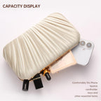 Purses for Women Evening Bag Handbags Formal Pleated Clutch Bag with Chain for Prom Wedding Party Black-tie affairs