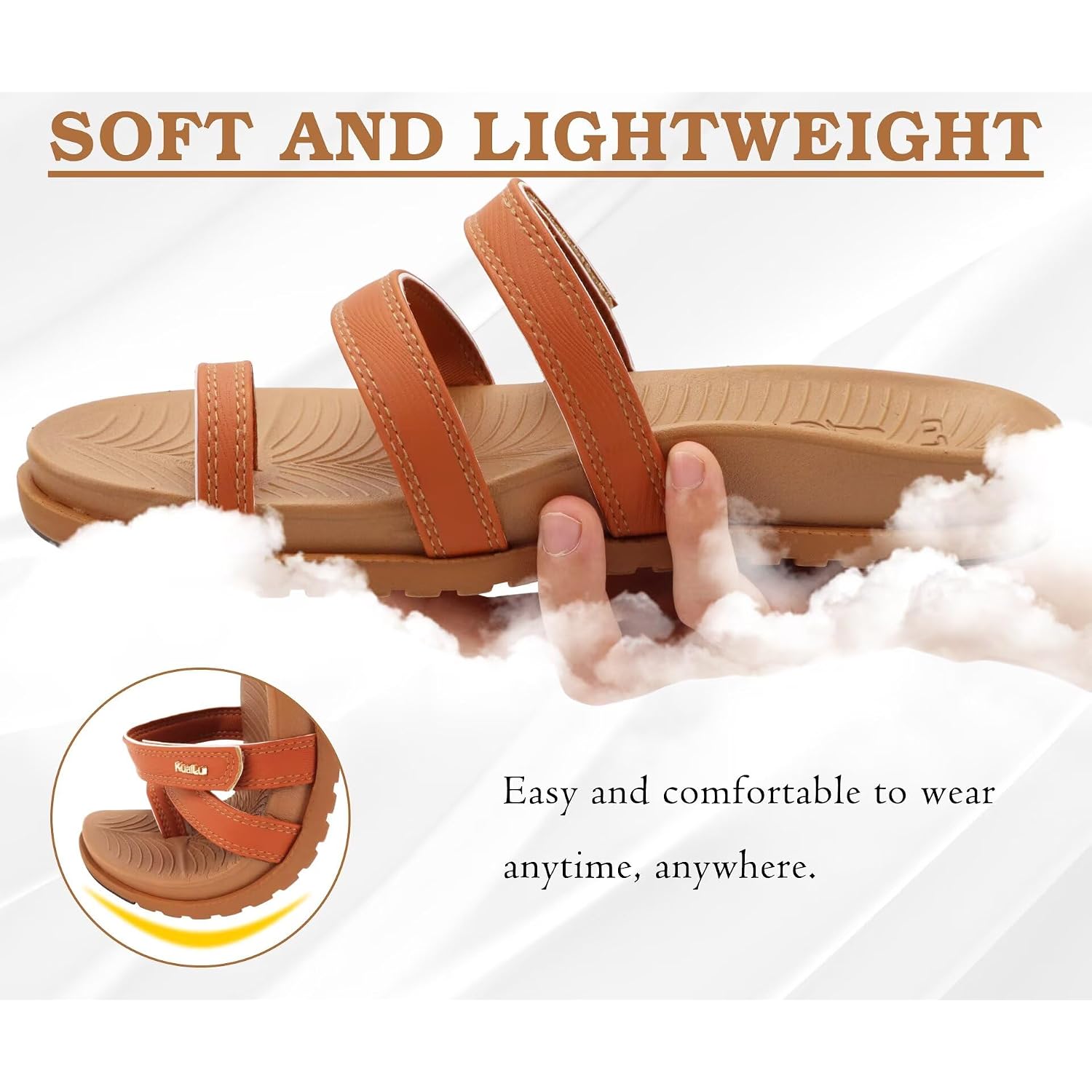 Kuailu Womens Slides Sandals With Plantar Fasciitis Arch Support Fashion Comfort Adjustable Flat Sandals Ladies Lightweight Orthotic Slip On Sandals