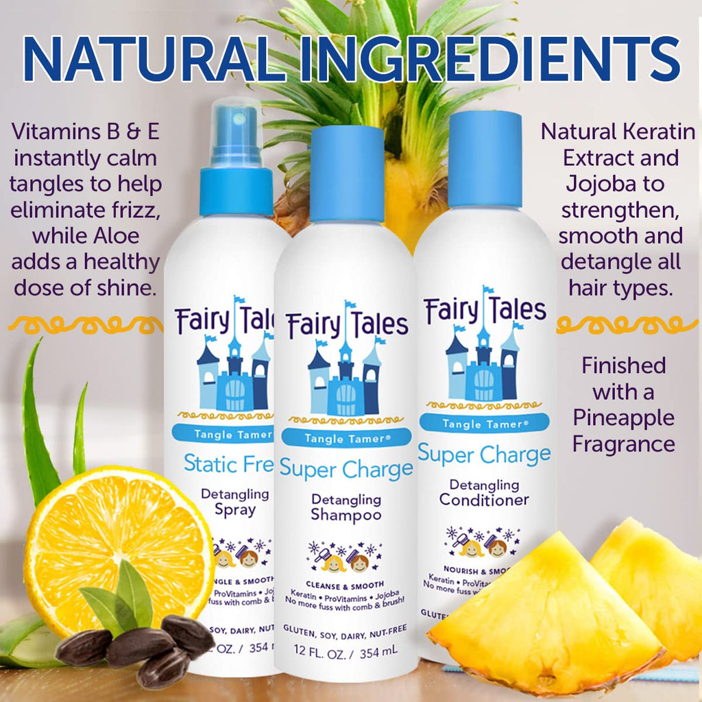 Fairy Tales Tangle Tamer Detangling Shampoo and Conditioner for Kids - Ultra Moisturizing and Anti Frizz Protection - Paraben Free, Sulfate Free - 12 Oz (2 pack)