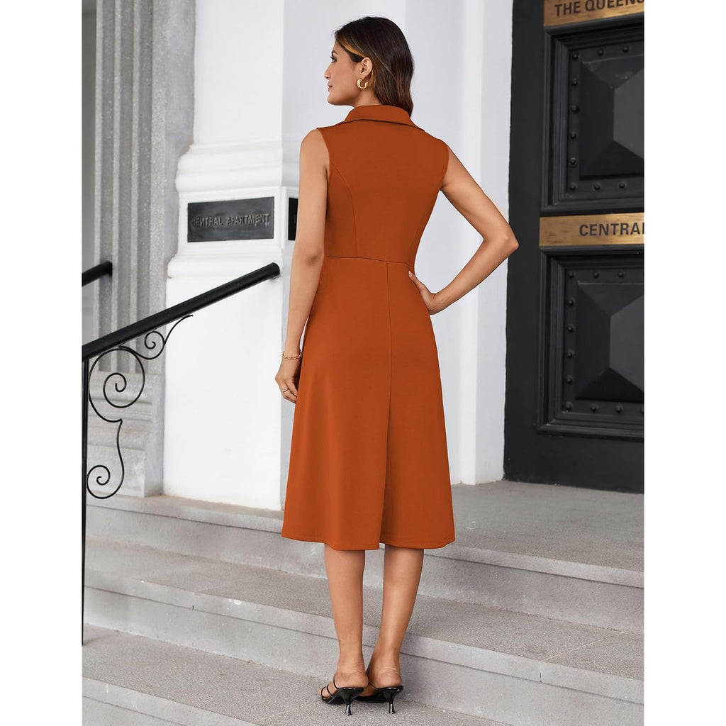 2026 Work Midi Dresses for Women,Wrap Business Casual Funeral Outfit for Women,Wedding Guest Dresses